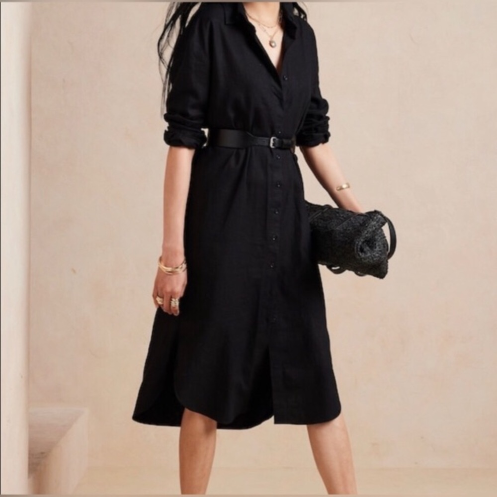 NWT! Banana Republic Black Linen Blend Shirtdress - Multiple Sizes
